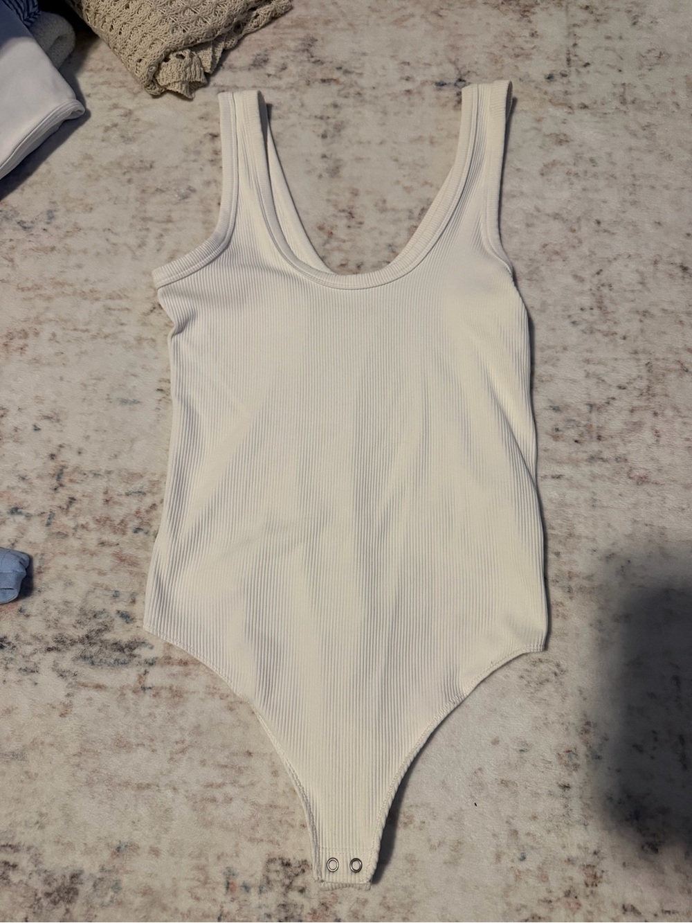 Cream Ribbed One-Piece Bodysuit